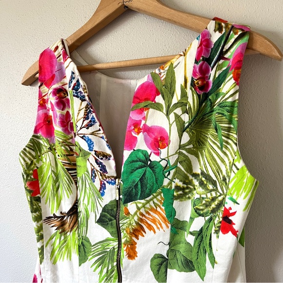 Zara White Cotton Tropical Floral Mini Panel Dress with Back Cutout - Picture 8 of 15